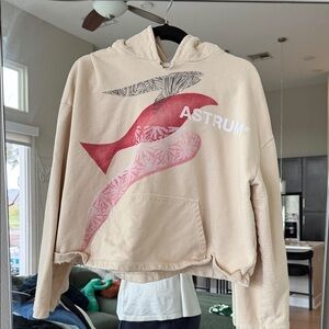 Astrum Beige Graphic Hoodie - Cropped - Women’s Small